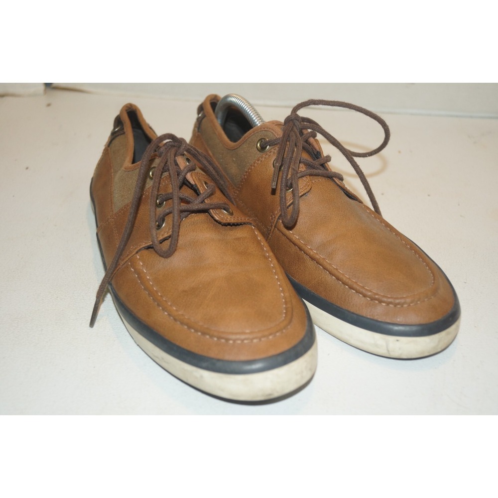 Parker & Sky Mens Brown Navy Leather Round Toe Casual Shoes SZ 10.5 Oxford - U22
